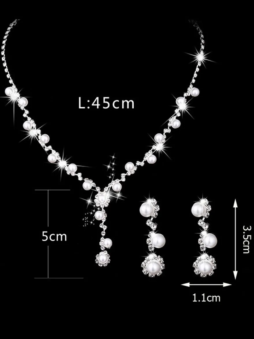Ensemble de bijoux collier et boucle d'oreille de mariée en argent