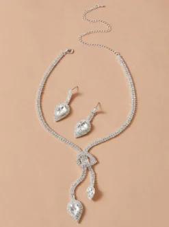 Ensemble de bijoux de mariage pour la mariée magnifique zircone cubique percé en métal