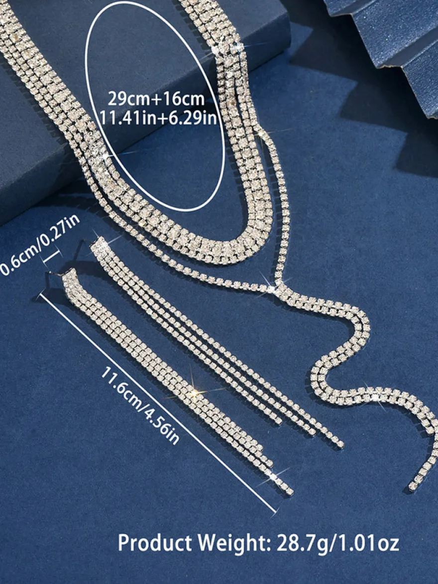 Ensemble de bijoux de mariage tendance en métal attrayant avec perles d'imitation.