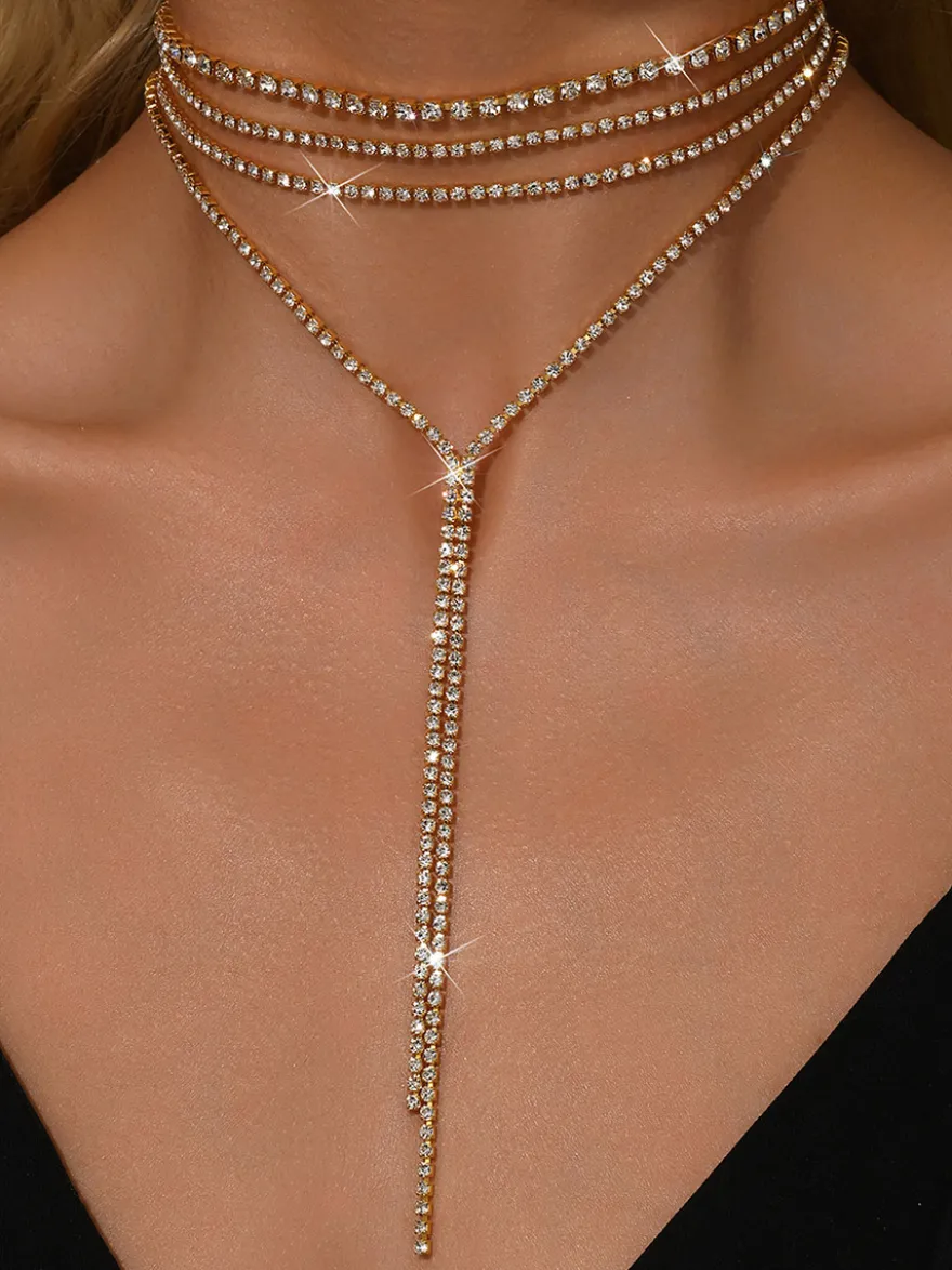 Ensemble de bijoux de mariage tendance en métal attrayant avec perles d'imitation.