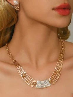 Ensemble de bijoux de mariage pour la mariée magnifique perle d'imitation pendentif en métal ajouré