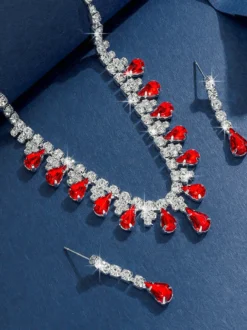 Ensemble de bijoux de mariage tendance avec superbe diamant en métal