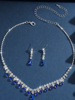 Ensemble de bijoux de mariage tendance avec superbe diamant en métal
