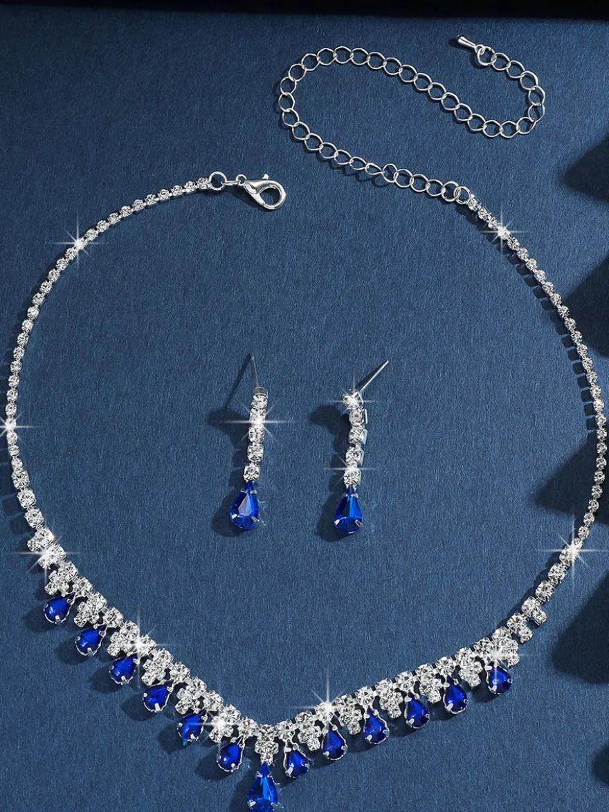 Ensemble de bijoux de mariage tendance avec superbe diamant en métal