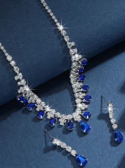 Ensemble de bijoux de mariage tendance avec superbe diamant en métal