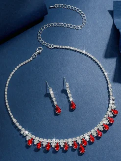 Ensemble de bijoux de mariage tendance avec superbe diamant en métal