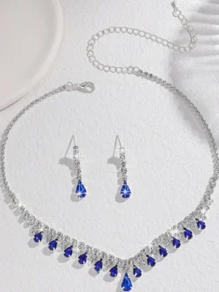 Ensemble de bijoux de mariage tendance avec superbe diamant en métal