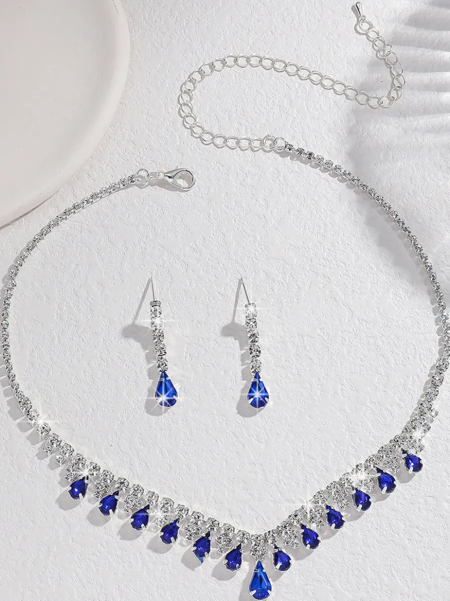Ensemble de bijoux de mariage tendance avec superbe diamant en métal