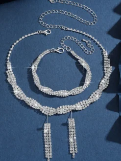 Ensemble de bijoux de mariage pour la mariée magnifique ensemble de bijoux en métal zircone cubique