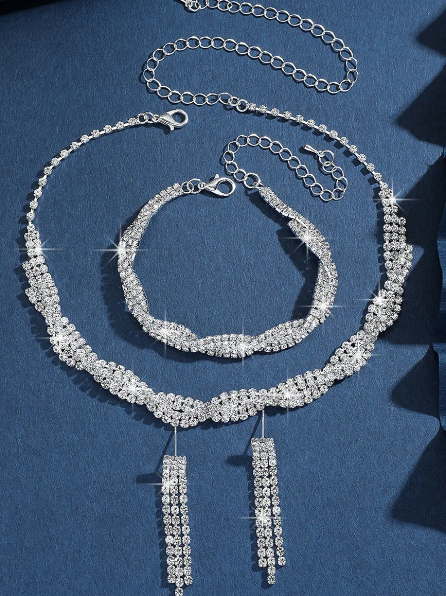 Ensemble de bijoux de mariage pour la mariée magnifique ensemble de bijoux en métal zircone cubique