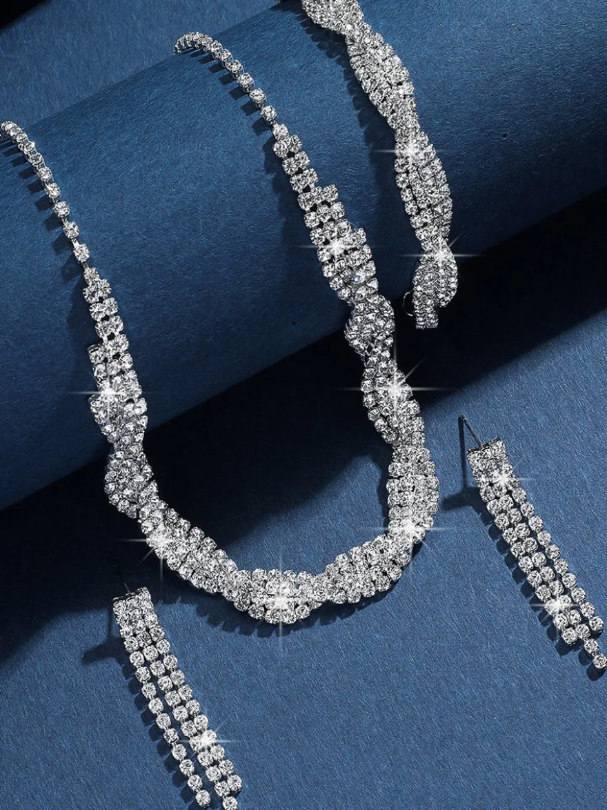 Ensemble de bijoux de mariage pour la mariée magnifique ensemble de bijoux en métal zircone cubique