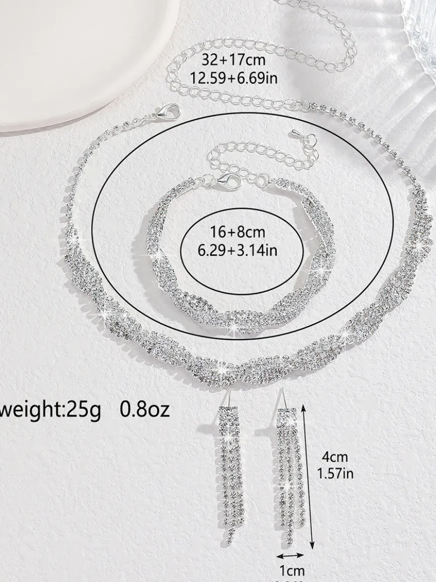 Ensemble de bijoux de mariage pour la mariée magnifique ensemble de bijoux en métal zircone cubique