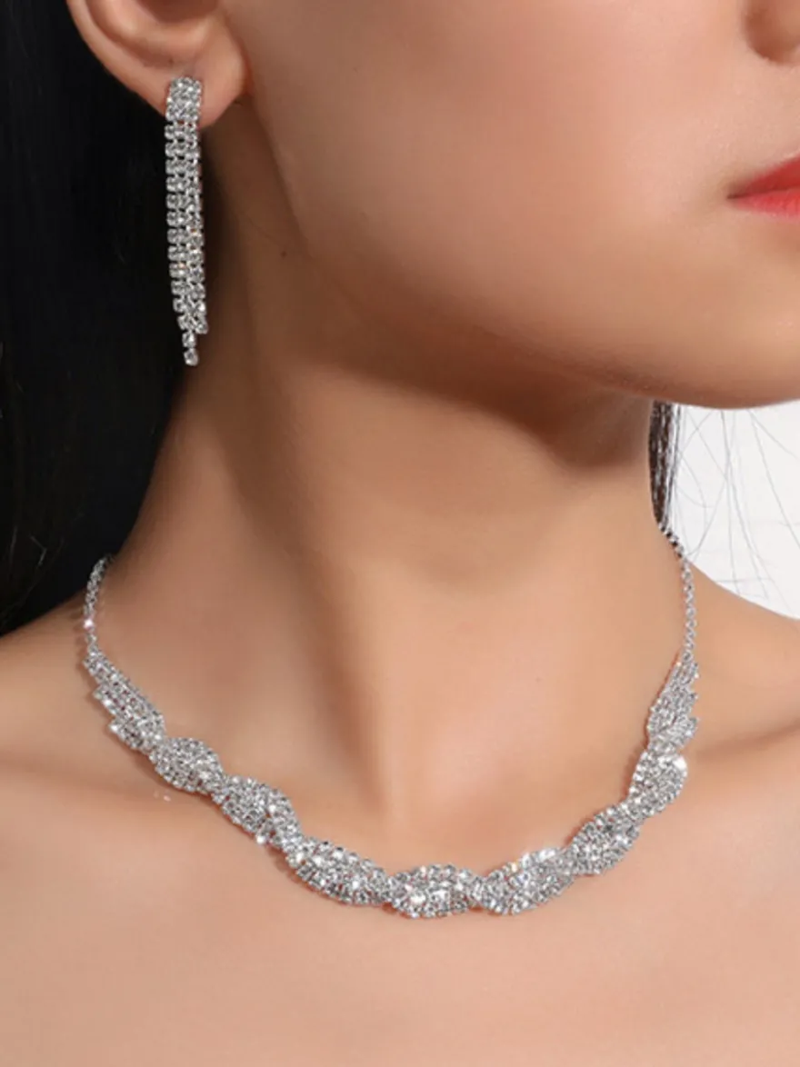 Ensemble de bijoux de mariage pour la mariée magnifique ensemble de bijoux en métal zircone cubique