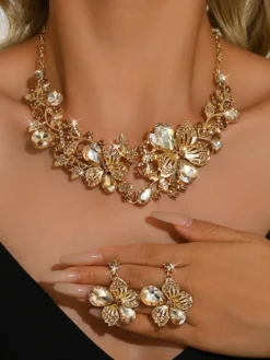 Ensemble de bijoux de mariage pour la mariée en métal chic