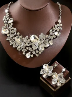 Ensemble de bijoux de mariage pour la mariée en métal chic