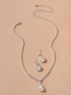 Ensemble de bijoux de mariage collier et boucle d'oreille Cadeau de Saint Valentin