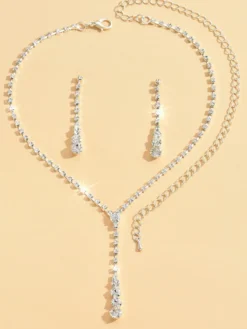 Ensemble de bijoux de mariage pour mariée joli métal zircone cubique