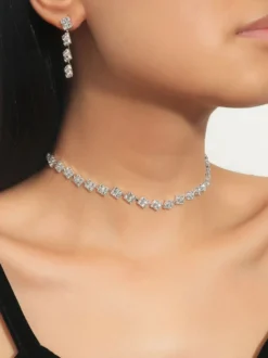 Ensemble de bijoux de mariage collier et boucle d'oreille Cadeau de Saint Valentin