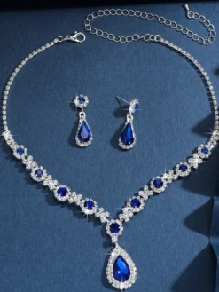Ensemble de bijoux de mariage pour la mariée charmant diamant en métal