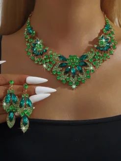 Ensemble de bijoux pour mariée perles d'imitation attrayantes bijoux en métal ajouré