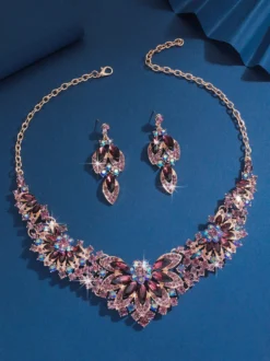 Ensemble de bijoux pour mariée perles d'imitation attrayantes bijoux en métal ajouré