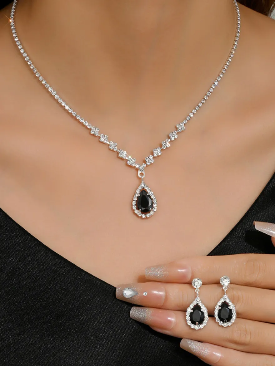Ensemble de bijoux pour mariée avec superbe diamant en métal