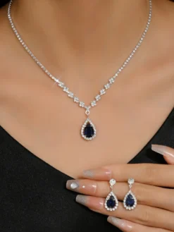Ensemble de bijoux pour mariée avec superbe diamant en métal