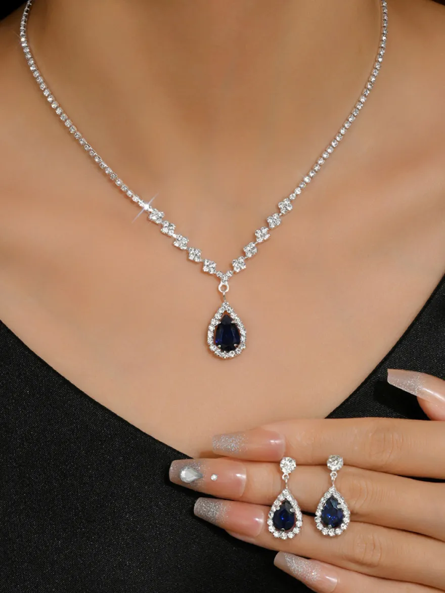 Ensemble de bijoux pour mariée avec superbe diamant en métal