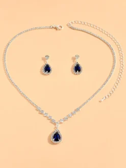 Ensemble de bijoux pour mariée avec superbe diamant en métal