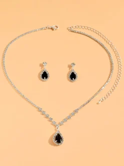 Ensemble de bijoux pour mariée avec superbe diamant en métal