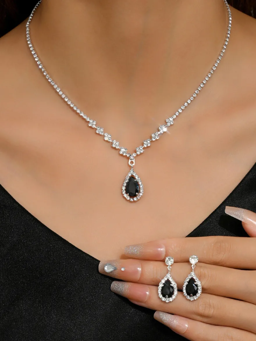 Ensemble de bijoux pour mariée avec superbe diamant en métal