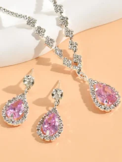 Ensemble de bijoux pour mariée avec superbe diamant en métal