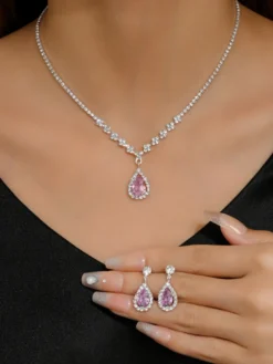 Ensemble de bijoux pour mariée avec superbe diamant en métal
