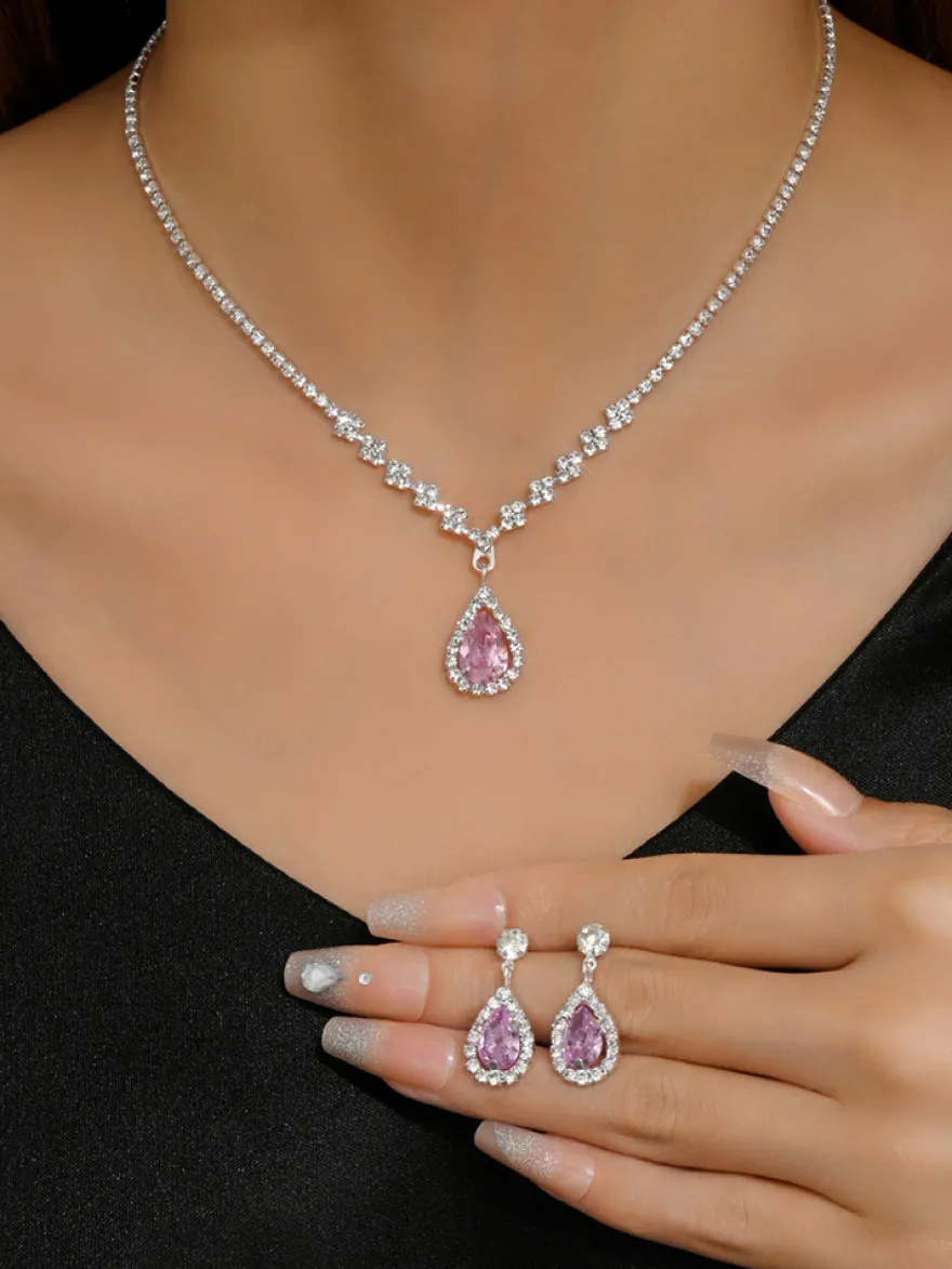 Ensemble de bijoux pour mariée avec superbe diamant en métal
