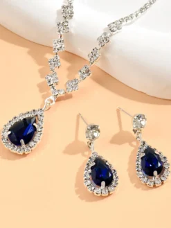 Ensemble de bijoux pour mariée avec superbe diamant en métal