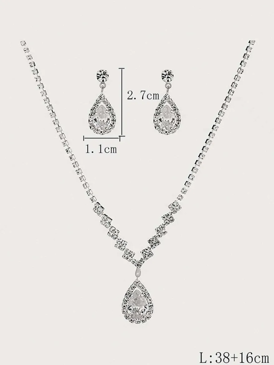 Ensemble de bijoux pour mariée avec superbe diamant en métal