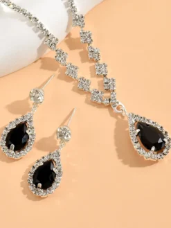 Ensemble de bijoux pour mariée avec superbe diamant en métal