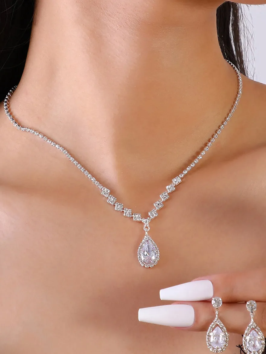 Ensemble de bijoux pour mariée avec superbe diamant en métal