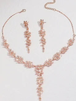 Ensemble de bijoux pour mariée magnifique perle d'imitation pendentif en métal ajouré