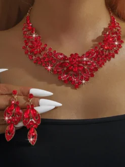 Ensemble de bijoux pour mariée perles d'imitation attrayantes bijoux en métal ajouré