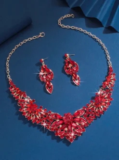 Ensemble de bijoux pour mariée perles d'imitation attrayantes bijoux en métal ajouré