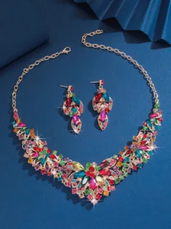 Ensemble de bijoux pour mariée perles d'imitation attrayantes bijoux en métal ajouré