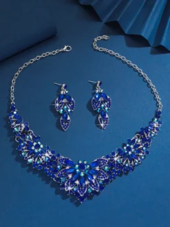 Ensemble de bijoux pour mariée perles d'imitation attrayantes bijoux en métal ajouré