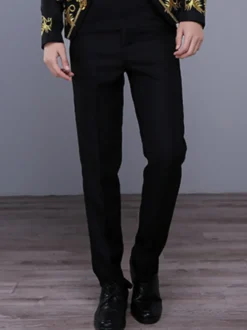 Ensemble de costumes rétro pour homme noir vintage boutons franges manches longues