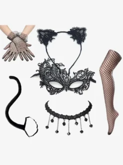Ensemble de déguisement sexy Accessoires Masque pour les yeux pour femmes fête en dentelle noire