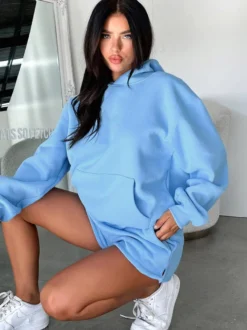 Ensemble de détente 2 pièces : sweat à capuche oversize short à poches et cordon de serrage