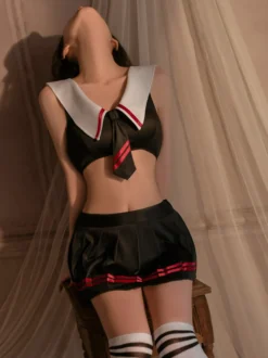 Ensemble de lingerie uniforme de marin JK haut court mini-jupe plissée tenue de cosplay sexy