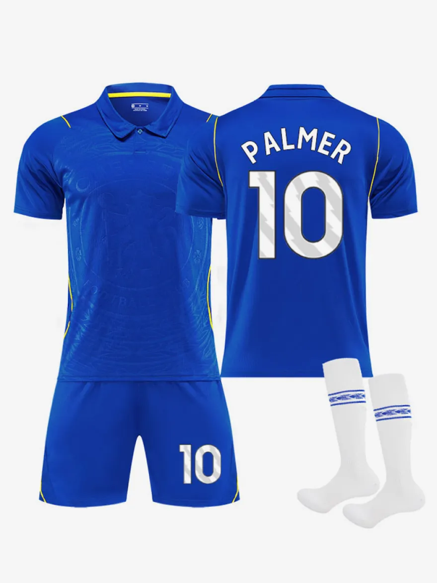 Ensemble de maillot de football domicile 3 pièces Palmer n°10 et Enzo n°8 pour adultes et enfants (26/27).