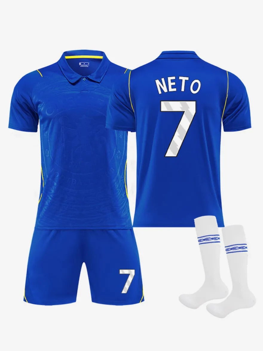 Ensemble de maillot de football domicile 3 pièces Palmer n°10 et Enzo n°8 pour adultes et enfants (26/27).