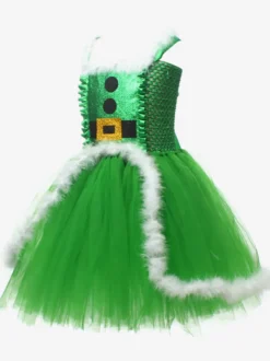 Ensemble de Noël pour fille Robe rouge Cape Chapeau Polyester Costumes de vacances de Noël